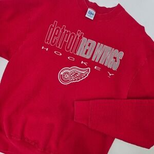 VINTAGE 90S DETROIT RED WINGS CREWNECK MENS XL SALEM SPORTSWEAR RED WHITE NHL
